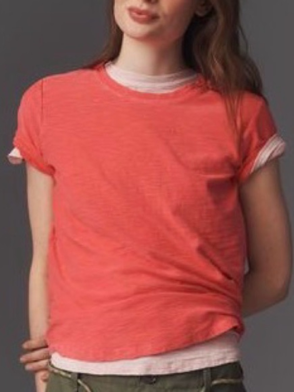 Pilcro Bennie Cotton Slim Crew Neck T Shirt Rouge Red XL New With Tags ❤️
